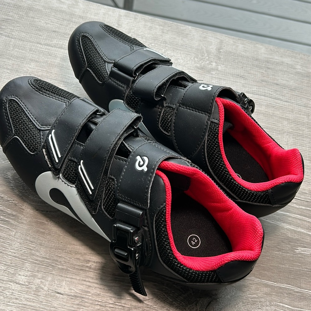 Peloton Black Cycling Shoes with Red Lining